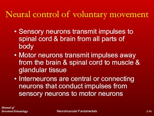 Manual of Structural Kinesiology Neuromuscular Fundamentals 2- Neural control of voluntary movement