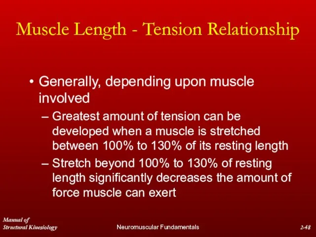 Manual of Structural Kinesiology Neuromuscular Fundamentals 2- Muscle Length - Tension Relationship