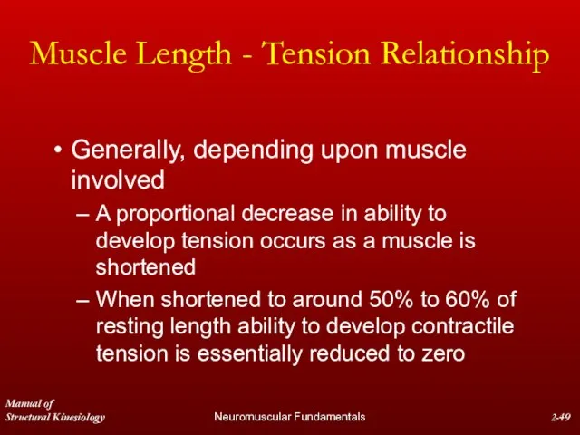 Manual of Structural Kinesiology Neuromuscular Fundamentals 2- Muscle Length - Tension Relationship