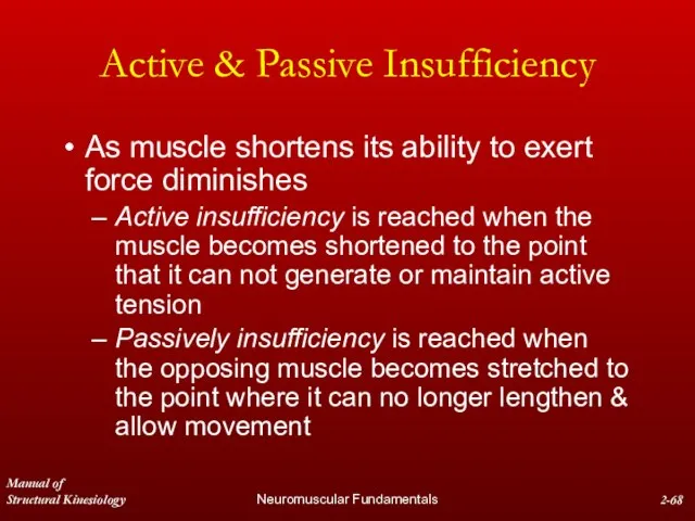 Manual of Structural Kinesiology Neuromuscular Fundamentals 2- Active & Passive Insufficiency As