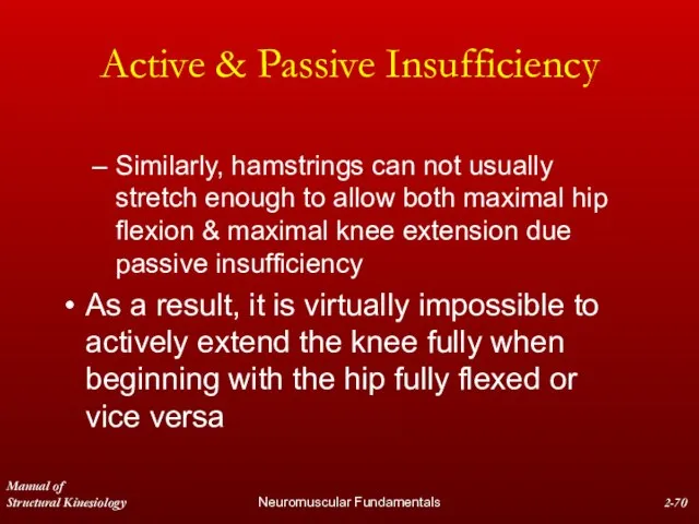 Manual of Structural Kinesiology Neuromuscular Fundamentals 2- Active & Passive Insufficiency Similarly,