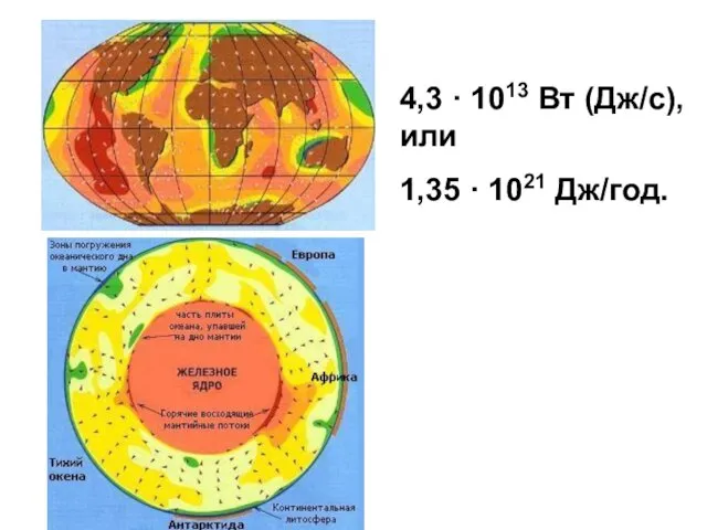 4,3 · 1013 Вт (Дж/с), или 1,35 · 1021 Дж/год.