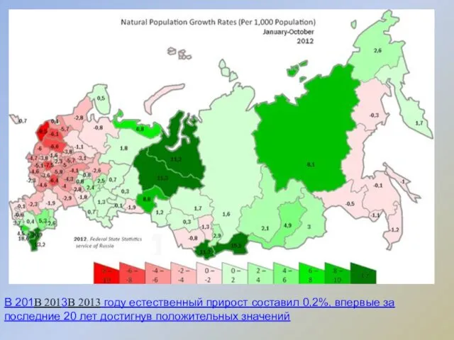 В 201В 2013В 2013 году естественный прирост составил 0,2%, впервые за последние