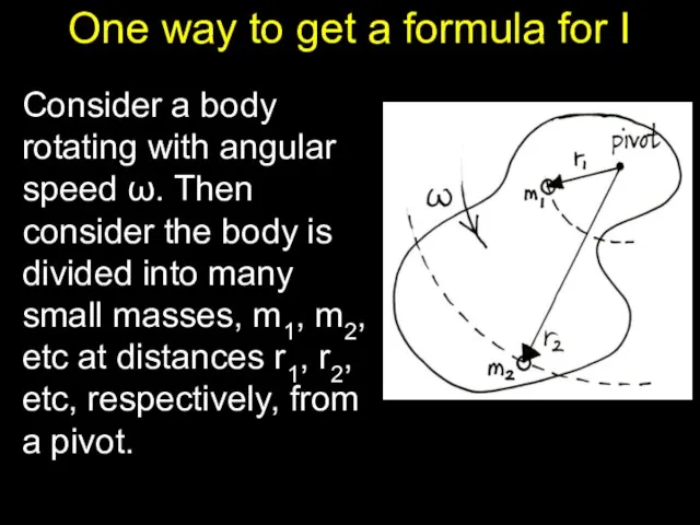 One way to get a formula for I Consider a body rotating