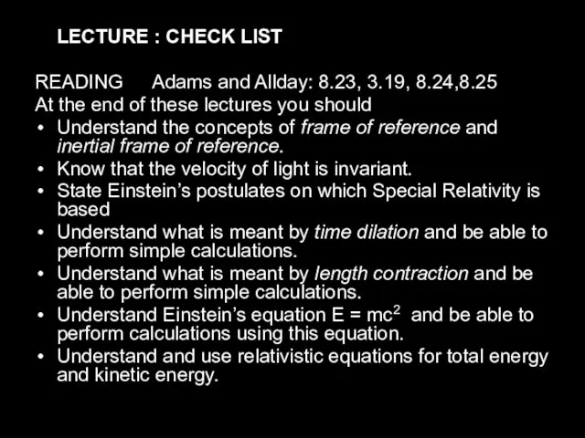 LECTURE : CHECK LIST READING Adams and Allday: 8.23, 3.19, 8.24,8.25 At