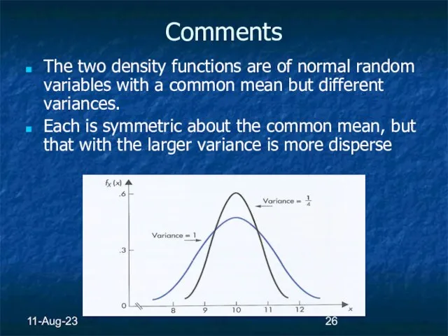 11-Aug-23 Comments The two density functions are of normal random variables with