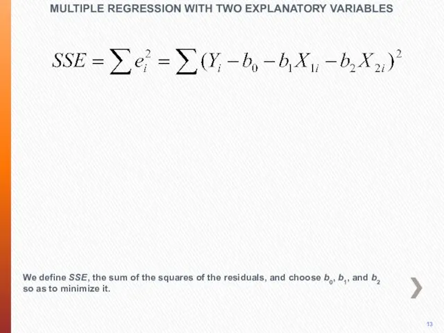 MULTIPLE REGRESSION WITH TWO EXPLANATORY VARIABLES We define SSE, the sum of