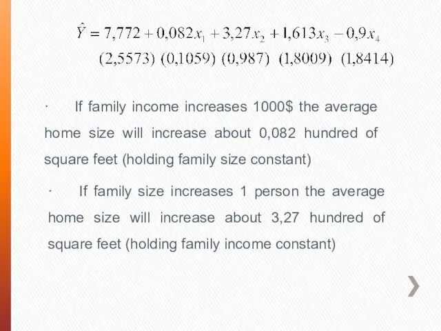 · If family income increases 1000$ the average home size will increase