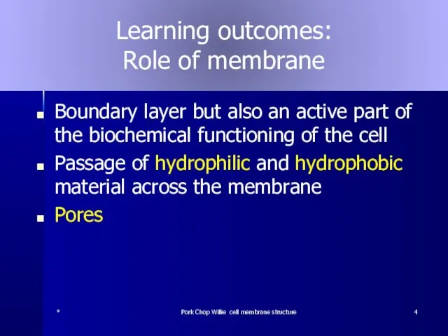 Learning outcomes: Role of membrane Boundary layer but also an active part