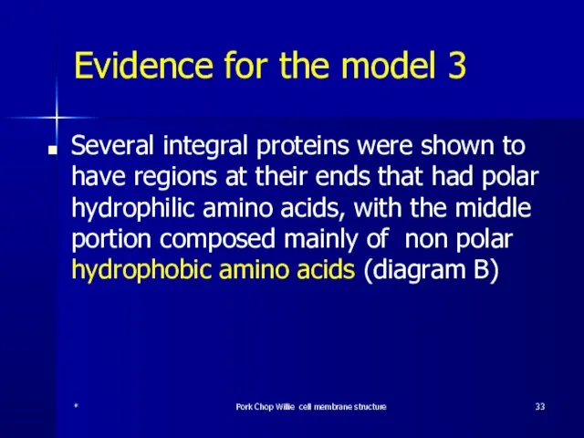 Evidence for the model 3 Several integral proteins were shown to have