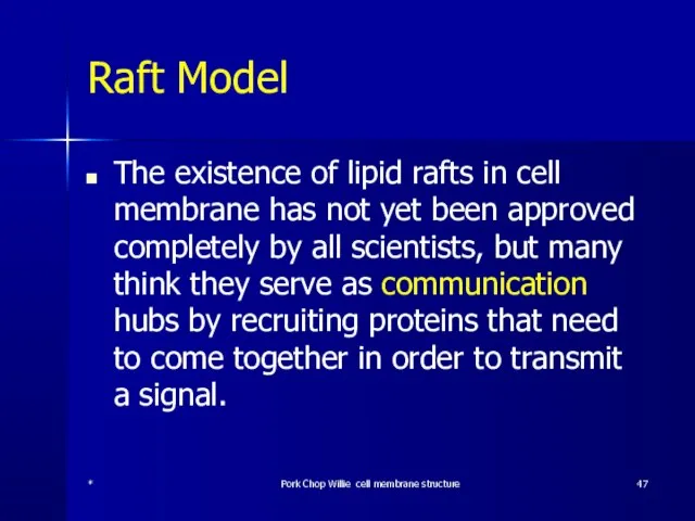 Raft Model The existence of lipid rafts in cell membrane has not