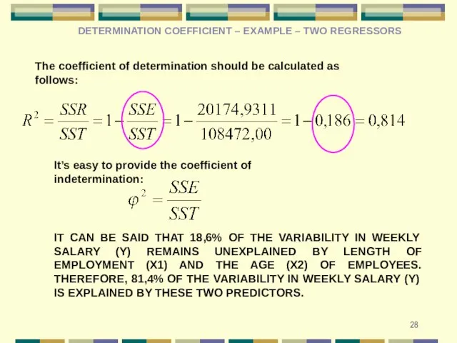 The coefficient of determination should be calculated as follows: It’s easy to