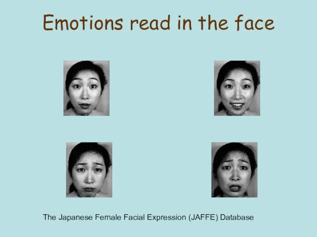 Emotions read in the face The Japanese Female Facial Expression (JAFFE) Database