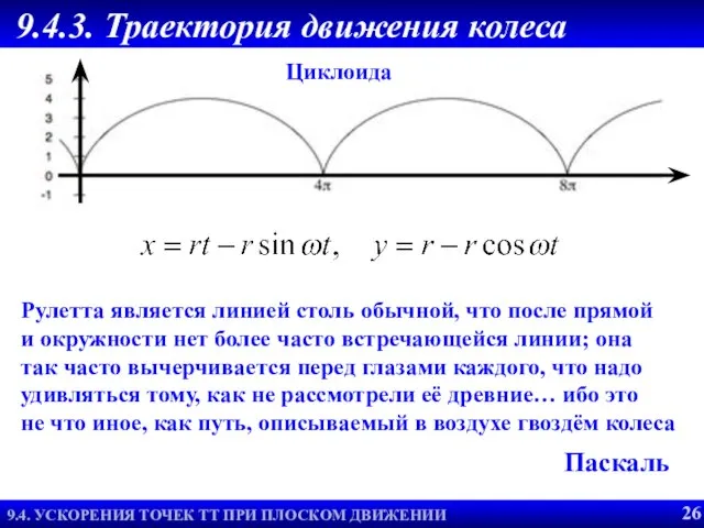 Циклоида Рулетта является линией столь обычной, что после прямой и окружности нет