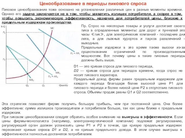 Ценообразование в периоды пикового спроса Пиковое ценообразование тоже основано на установлении различных