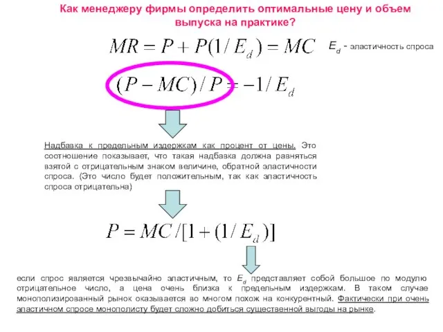 Как менеджеру фирмы определить оптимальные цену и объем выпуска на практике? Ed