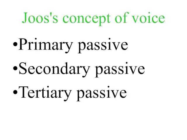 Joos's concept of voice Primary passive Secondary passive Tertiary passive