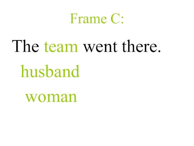 Frame C: The team went there. husband woman