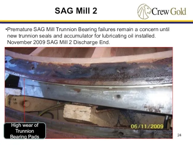 Premature SAG Mill Trunnion Bearing failures remain a concern until new trunnion