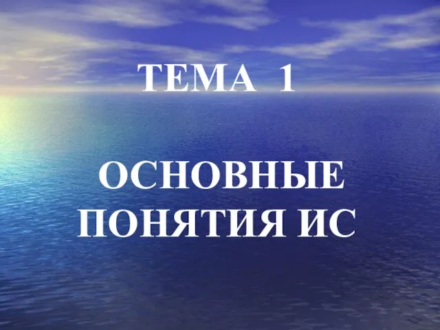 ТЕМА 1 ОСНОВНЫЕ ПОНЯТИЯ ИС