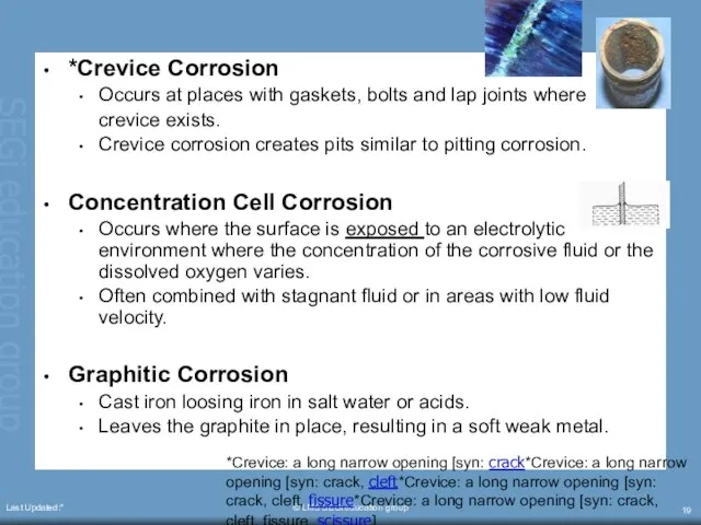 Last Updated:* © LMS SEGi education group *Crevice Corrosion Occurs at places