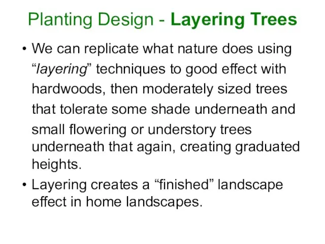 Planting Design - Layering Trees We can replicate what nature does using