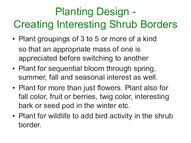 Planting Design - Creating Interesting Shrub Borders Plant groupings of 3 to
