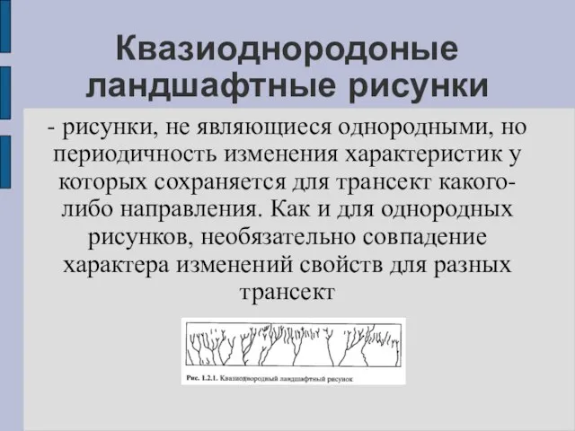 Квазиоднородоные ландшафтные рисунки - рисунки, не являющиеся однородными, но периодичность изменения характеристик