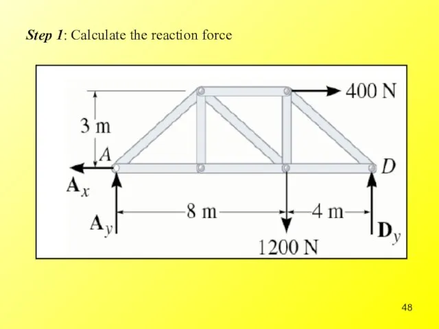 Step 1: Calculate the reaction force
