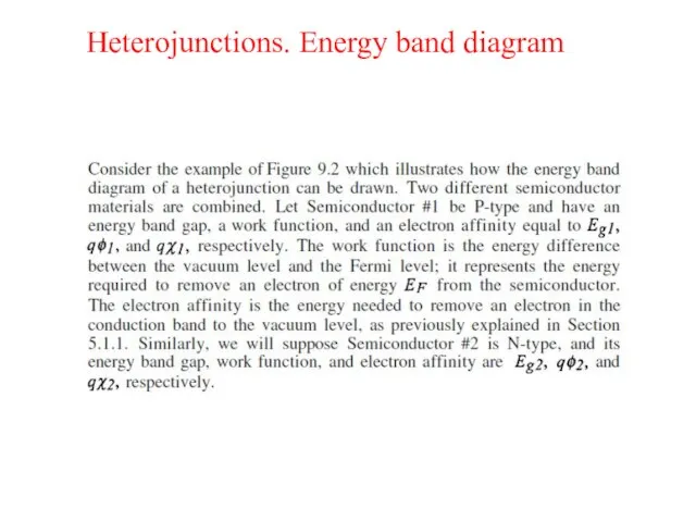 Heterojunctions. Energy band diagram