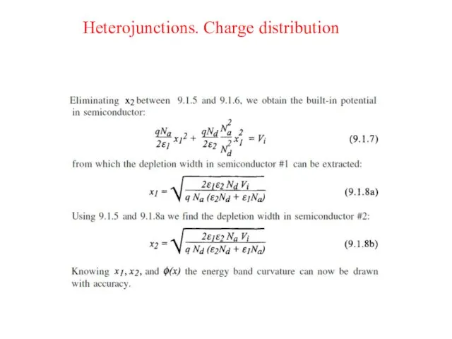 Heterojunctions. Charge distribution