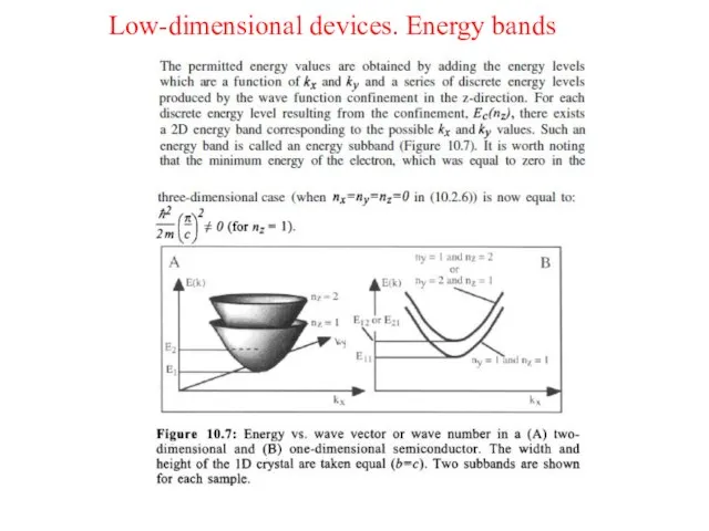 Low-dimensional devices. Energy bands