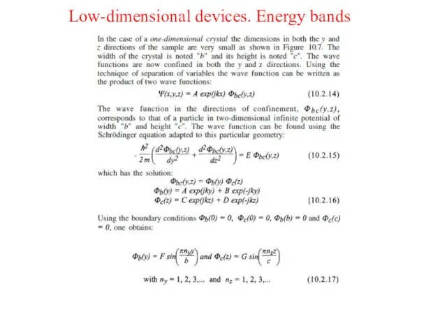 Low-dimensional devices. Energy bands