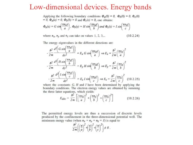 Low-dimensional devices. Energy bands