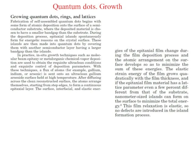 Quantum dots. Growth