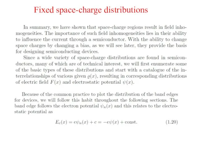 Fixed space-charge distributions