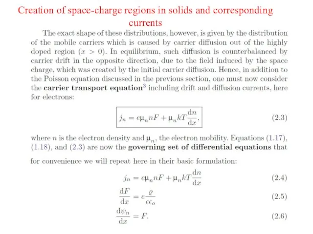 Creation of space-charge regions in solids and corresponding currents