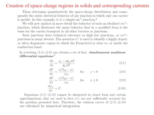 Creation of space-charge regions in solids and corresponding currents