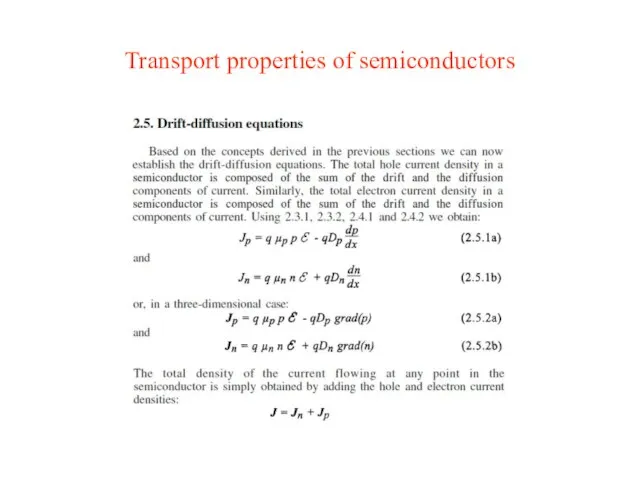 Transport properties of semiconductors