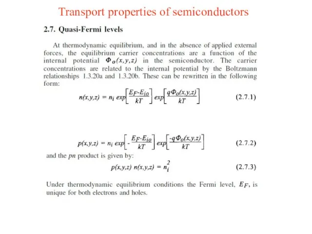 Transport properties of semiconductors