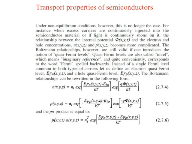 Transport properties of semiconductors