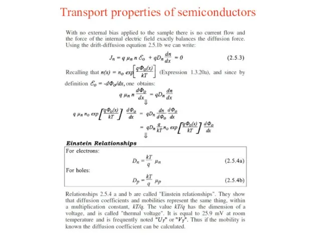 Transport properties of semiconductors