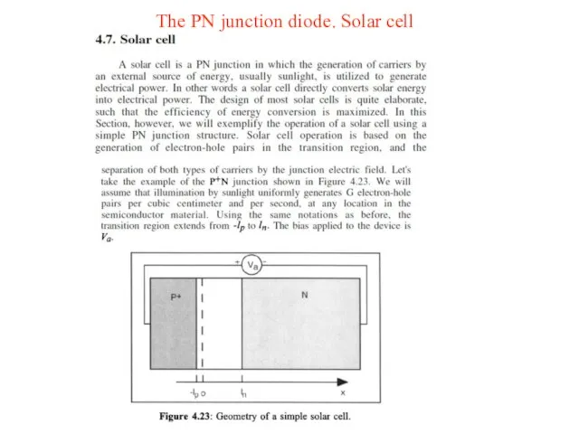 The PN junction diode. Solar cell