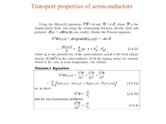 Transport properties of semiconductors