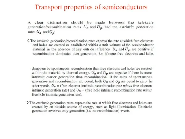 Transport properties of semiconductors