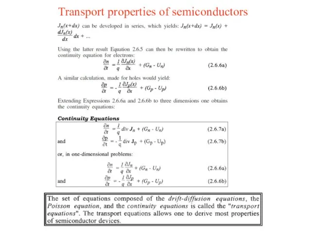 Transport properties of semiconductors