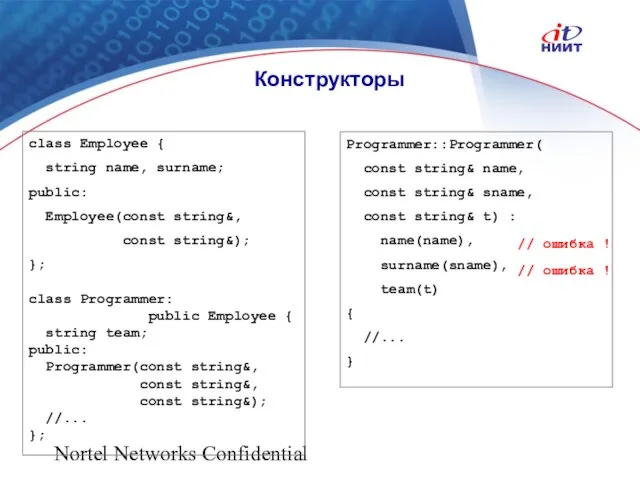 Nortel Networks Confidential Programmer::Programmer( const string& name, const string& sname, const string&