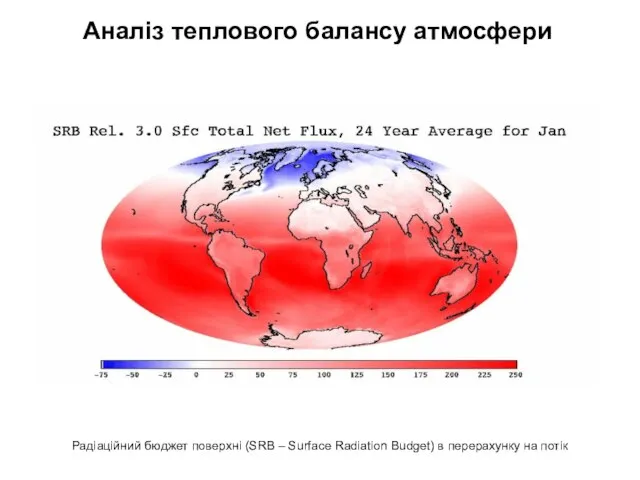 Радіаційний бюджет поверхні (SRB – Surface Radiation Budget) в перерахунку на потік Аналіз теплового балансу атмосфери