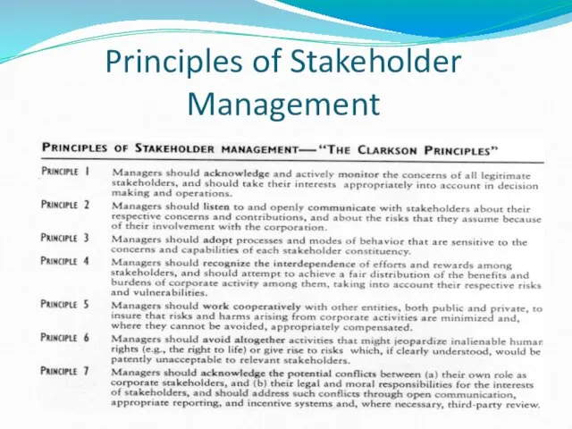 Principles of Stakeholder Management