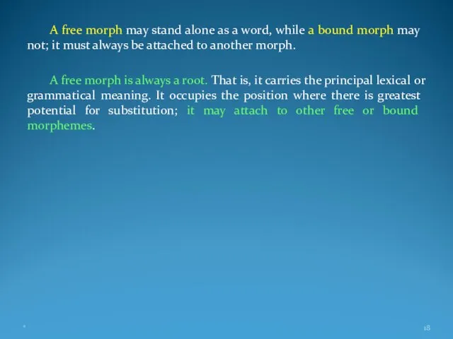 A free morph may stand alone as a word, while a bound